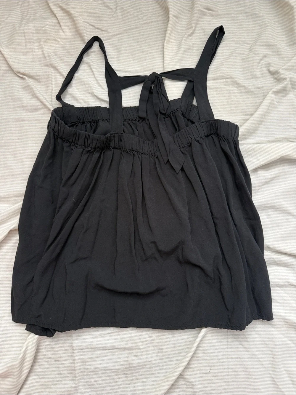 Black Women's Tie-Strap Tank Top - Picture 3 of 3